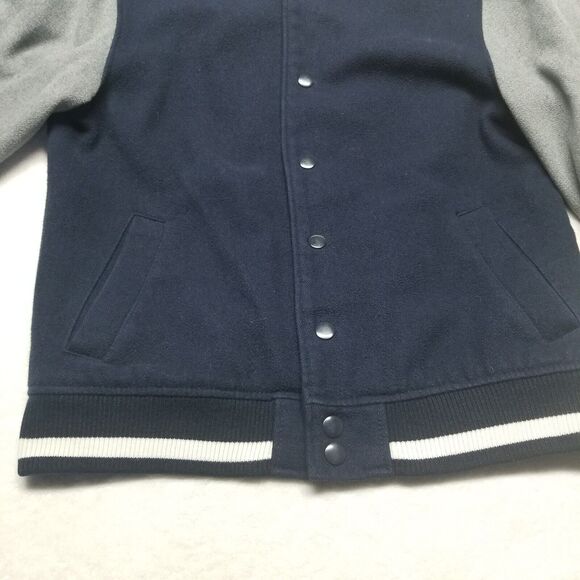 Arizona Jeans Jacket Mens Medium Blue Gray Letterman Varsity Snap Wool Blend VTG - Picture 3 of 11